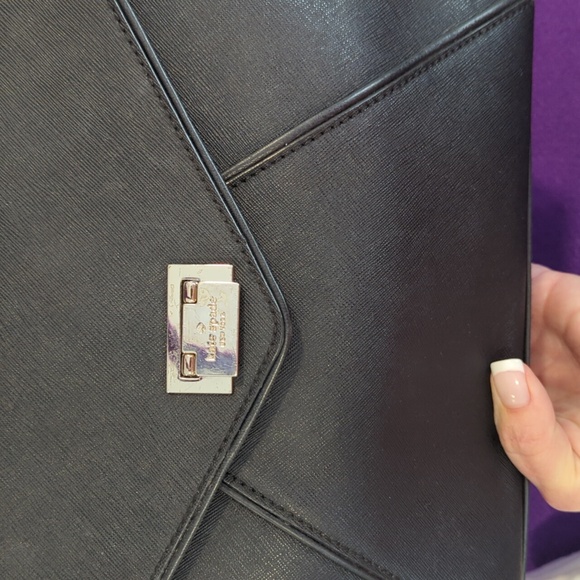 Kate Spade Bundle. Black Handbag, Black Wristlet, Unbranded Twilly & Dustbag EUC - Picture 4 of 12